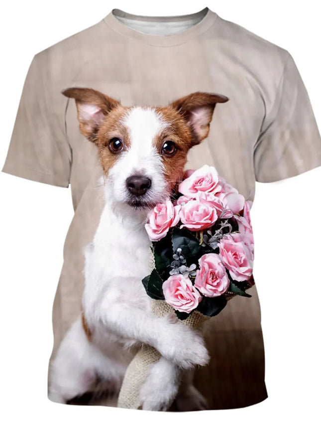Men's T Shirts For Men Animal Dog Jack Russell Terrier Tee Anime Graphic Summer Unisex Adults' 3D Print Casual Oversized Tops