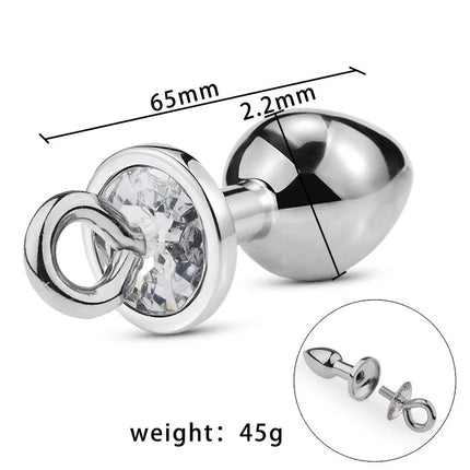 Metal Butt Plug with Jewelry Crystal Fox Tail Detachable Anal Plug Traction Pull Chain Sex Toys SM Game Adults Masturbator Sex