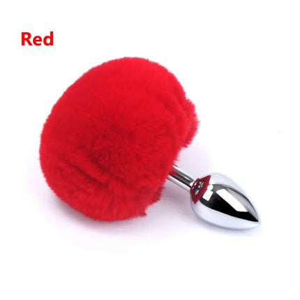 BDSM Stainless Steel Rabbit Tail Butt Plug – 7 Colors Detachable Bunny Anal Plug for Women Men, Adult Sex Toys Gift for Couples