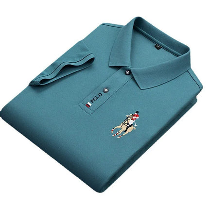 Brand Embroidered Men's Pure Cotton Popsicle Cotton Short Sleeve Polo Shirt Summer New Business Casual Breathable Men's Top 4XL
