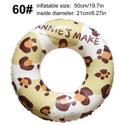 1PC Leopard Print Inflatable Swim Ring, Adult Pool Float, Animal Pattern Swimming Summer Beach Water Toy Pool Party Ring