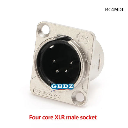 HF XLR Gold plated 4 Pin Male Female Panel  Audio Microphone Jack  Socket Connector D-type Mount Amplifier Receptacle YS1464BG