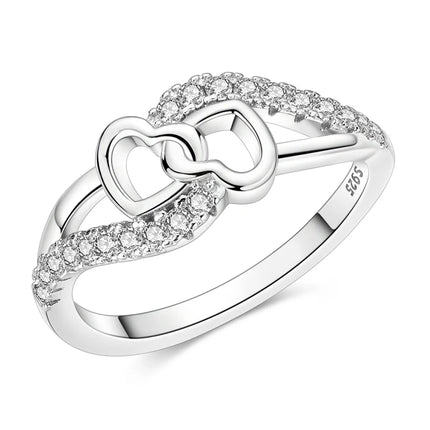 Shine Zircon Ring 925 Silver Original Stone Multi Layer Simple Infinitely Wide Rings For Women FineJewelry Wedding Party Gift