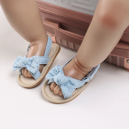 0-18 months cute baby shoes summer small fresh blue bow princess shoes sandals soft and comfortable soles slip walking shoes