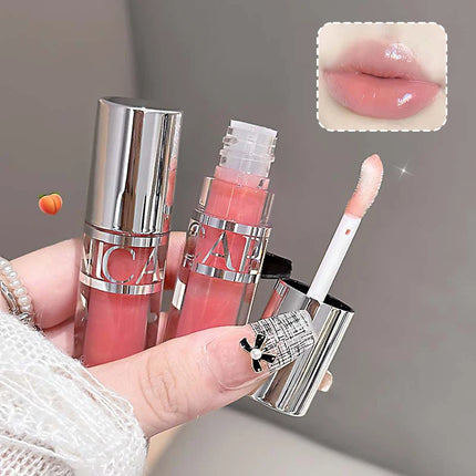 Cappuvini Peach Jelly Water Light Glass Gloss Lip Gloss Lasting Non-stick Waterproof Lip Plumping Moisturizing Lipgloss Makeup