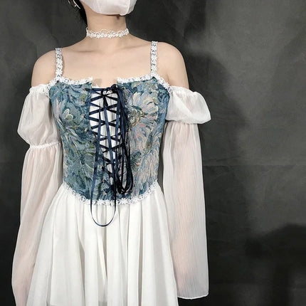 Fashion Lolita Shirt Women Corset Top Camis y2k Body Shaper Woman Clothing Blouses Sexy Waist Trainer Bustiers Ladies Underbust