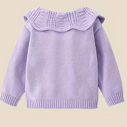 Girls' Knitted Cardigan Jacket, Fashionable Children's New Baby Autumn Clothing, Korean Style Children's Knitted Knitwear, Trendy Outerwear