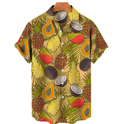 Pineapple Fruit Hawaiian Shirts Lemon 3d Print Men Fashion Blouses Casual Beach Camisas Summer Men's Vocation Lapel Shirt