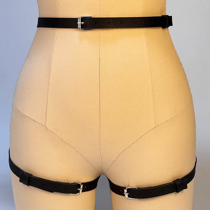 Alt Fashion Leg Garter Body Harness Belts for Women PU Leather Underwear Suspenders Straps Stockings Sword Belt Goth Clothing