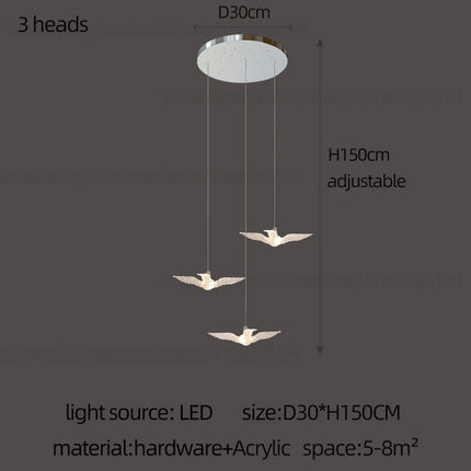 Led Bird Pendant Lamp Home Decoration Lighting Hanging Lamp Design Loft Living Room Showroom Apartment Ceiling Villa Chandelier
