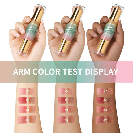 Double-Headed Bronzer Blush Stick Butter Glow & Go Multiuse Stick for Cheeks Contours Eyes Lips Blush Matte Light Glossy Bronze
