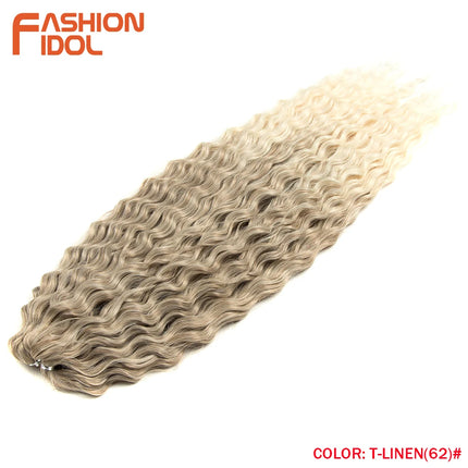 22 inch Curl Hair 300g/3pcs Water Wave Twist Crochet Hair Synthetic Braid Hair Ombre Blonde Deep Wave Braiding Hair Extensions