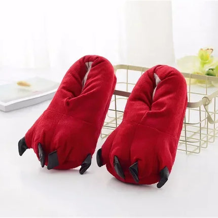 Tiger Animal Paw Slippers For Boy Girl Unisex Kids Cute Monster Claw Slippers Cartoon Soft Plush Warm Home Slippers Child Shoes
