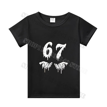 Steal A Brainrot Short Sleeve Children T-shirt 67 Six Seven Cotton Tops Tshirt Boys Girls Clothing Fashion Funny Meme T-shirts