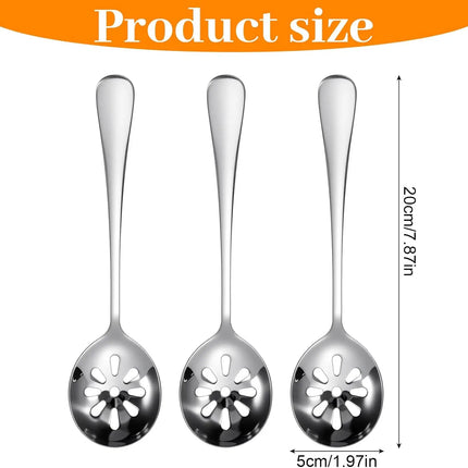3 Pcs Stainless Steel Slotted Spoon 7.8 Inch, Strainer Spoon for Cooking, Buffet, Restaurant, Kitchen, Soup, Dips, Cereals (10 Holes)