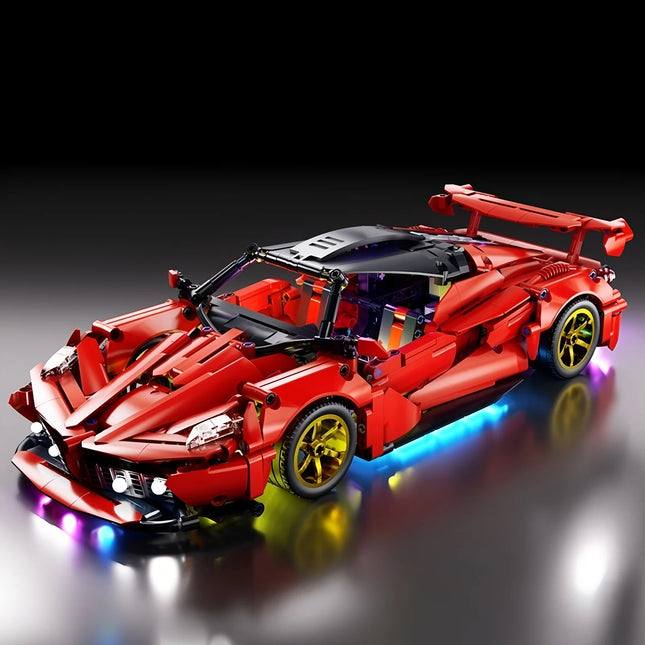 1:14 Red building block sports car RC toy, car building block toy, birthday gift, sports car model DIY, children's gift