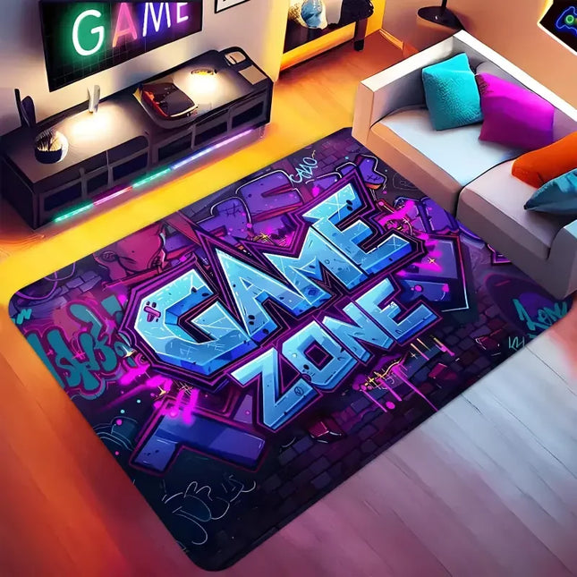 Colorful Gamepad Pattern Mat Carpet Multiple Controllers Design Rug for Decoration Gaming Theme Living Room Floor Room Decor