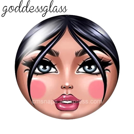 Matryoshka Doll Face Girl Sunglasses 12mm/18mm/20mm/25mm Round photo glass cabochon flat back Making findings Jewelry