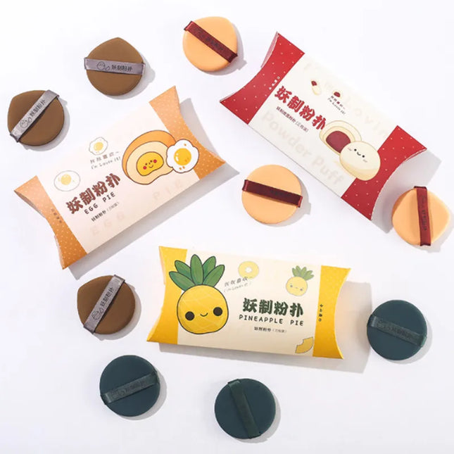 Yaozhi 3pcs Cosmetic Makeup Puff I'm Pineapple Pie Air Cushion Soft Blender Sponge Dry Wet Foundation Smooth Powder Makeup Tool