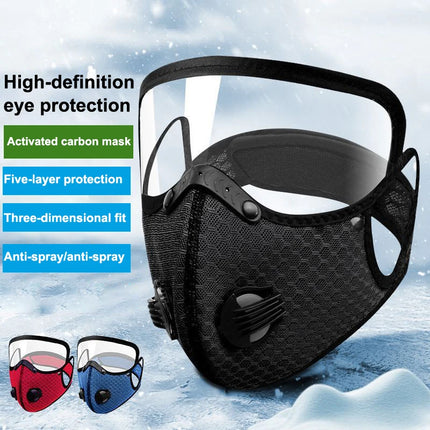 Men's Cycle-Ready Face Mask with Active Carbon Filters and Dust Goggles