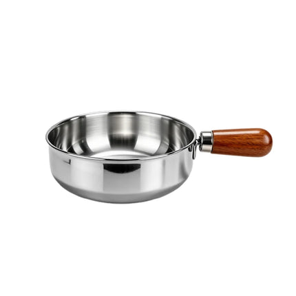 1pc Stainless Steel Pot with Heat-Resistant Wooden Handle - Induction Compatible, Non-Slip Base, Even Heat Distribution Milk Pot