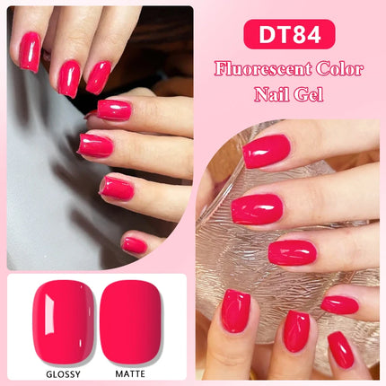 7ml MEET ACROSS Fluorescent Color Nail Gel Polish Are Suitable For Fashionable Nail Art Spring And Summer Gel Valentine'S Day