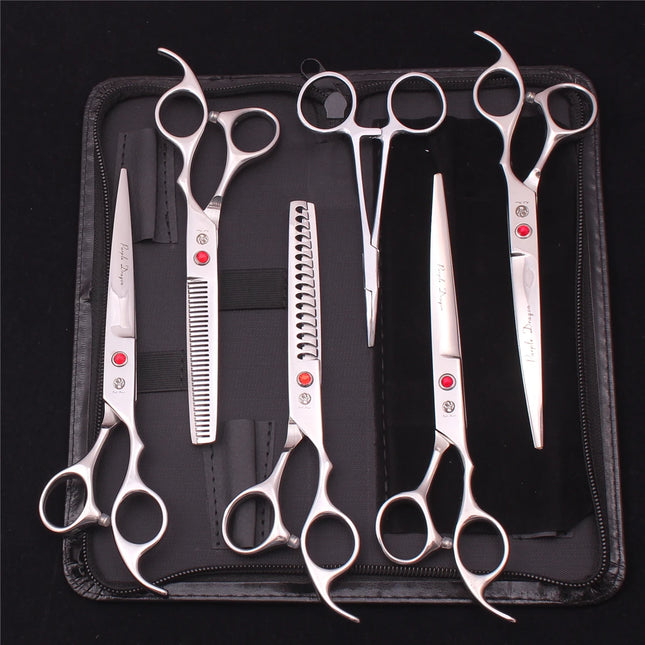 Pet Grooming Scissors Purple Dragon Japan Stainless Pink Curved Scissors For Dogs Dog Thinning Scissors Pet Chunker Shears Z3003