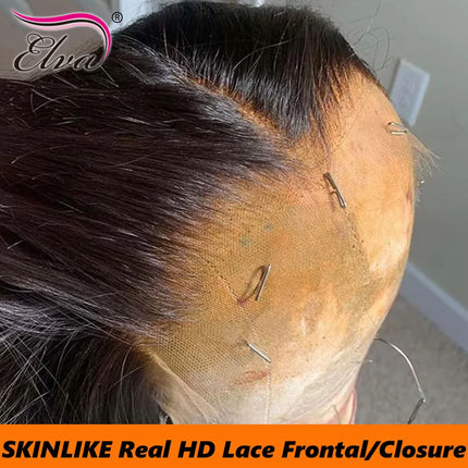 Ultra Fitted Skinlike 13x6 Real HD Lace Frontal Only Straight &Body Wave Human Hair HD Transaprent Lace Remy Hair Melt Skins HD Lace Closure Pre Plucked Small Knots Ultra Thin HD