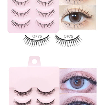 DINGSEN 5 Pairs Manga Lashes Eyes Lashes Soft Natural Long Eyelashes Fake Lashes Anime Wispy Strip False Eyelashes Makeup