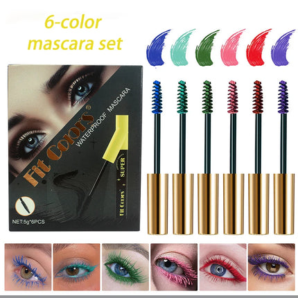 Waterproof Mascara Eyelashes Extension Thick Curling Non-smudge Quick Dry Long Lasting Purple Green Colorful Mascara Makeup Set