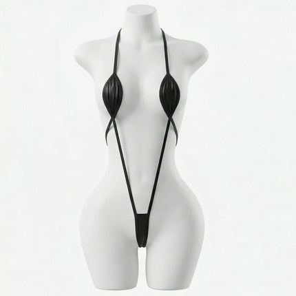 One Piece Sexy Lingerie for Women Halter Backless Extreme Micro Thong Bodysuit Elastic One Size String Monokini Bathing Suit