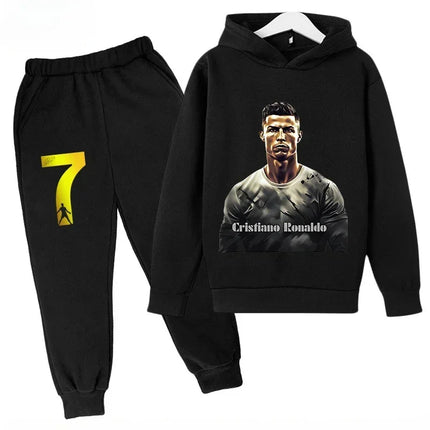 Spring Autumn Cr7 Ronaldo 3-12Y Children's Set Hoodie+Pants Suit 2-piece Set Boys Girls Casual Kids Tracksuits