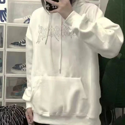 Y2k Japanese Streetwear Loose Woman Tops Kpop Baggy Hooded Sweatshirt for Women Designer Nice Color Outerwears Emo 2000s Hoodies