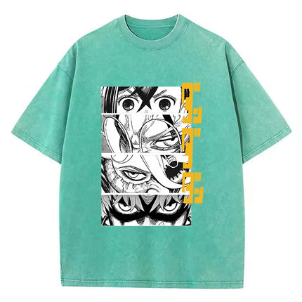 Cotton Washed Dandadan Okarun T-shirt Men Japanese Anime T Shirt Cartoon High Quality Tshirt Aesthetic Fashion Tee Male