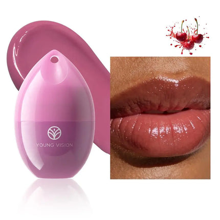 Fruit Flavored Lip Mask Egg Cherry Strawberry Blueberry Peach, Hydrating Reduces Lip Lines Lip Care, Portable Puff Ball Keychain