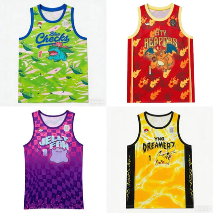 Pokemon Pikachu Anime 3D Print Basketball Jersey Sleeveless Tank Top Casual Sportswear Streetwear for Pokemon Men Women Fans