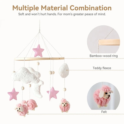 Baby Mobile Toy Wooden 0-12 Months Rattle Toy Baby Crib Mobile Toy Teddy Plush Alpaca Crib Bell Hanging Toy Baby Crib Bracket