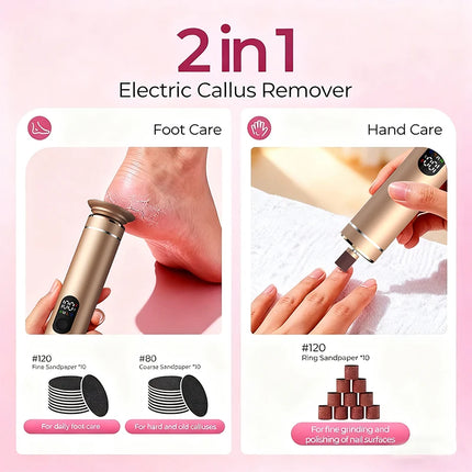aluminum alloy 2-in-1 Foot and Hand Electric Care Tools, Electric Callus Remover, Electric Food Grinder with Gifts box