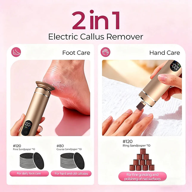 aluminum alloy 2-in-1 Foot and Hand Electric Care Tools, Electric Callus Remover, Electric Food Grinder with Gifts box