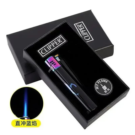 New Clipper Spades A Metal Fireless Butane Gas Jet Torch Lighter Portable Grinding Wheel Flint Inflatable Lighter Men's Gift