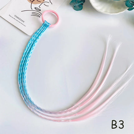 Synthetic Kids Colorful Wig Ponytail Headbands Rubber Bands Small Braids Hair Extension Hair Band Headwear Kids Hair Accessories