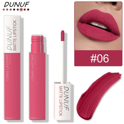 8 Colors Matt Velvet Lip Gloss Brown Red Nude Liquid Lipstick Long Lasting Waterproof Non-stick Cup Lip Glaze Lips Tint Makeup