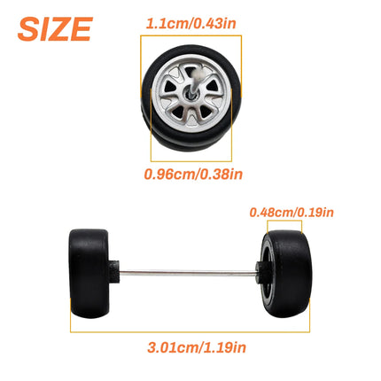 1/64 Model Wheels Rubber Slick Tires ABS Wheels for Hot Wheels  Tomica Mainline Diecast Model Car Refit Parts-Dia 11mm (5 Set)