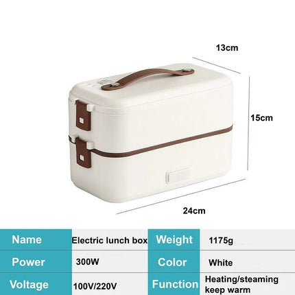 110V/220V Electric Lunch Box Portable Food Fast Heating Lunch Box 304 Stainless Steel Warmer Multi-Layer Office Lunch Box 800ml