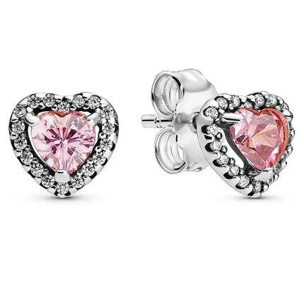 925 Sterling Silver Pink Bow Jewelry Set Ring Earrings Bracelet Necklace for Women Birthday Gift