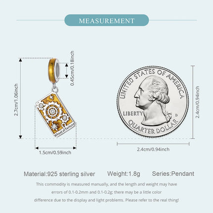 WOSTU 925 Sterling Silver Colorful Tarot Cards Charm Pendent Magic Star Moon Sun Lover Bead Fit DIY Bracelet Necklace Women Gift