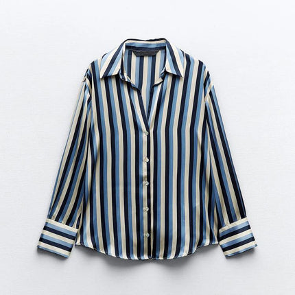 Classic Silk Satin Feel Shirt New Spring Collection Long Sleeve Polyester Fabric Women's Premium Fashion Regular Length