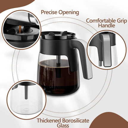 12 Cup Coffee Pot Replacement Compatible for Ninja Coffee Maker Glass Carafe for Ninja with Brew-Through Lid, BPA Free, Dishwash