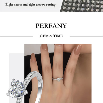 PERFANY 1/2CT Heart Cut Moissanite Ring for Women S925 Pure Silver Shiny Laboratory Diamond Engagement Luxury Jewelry