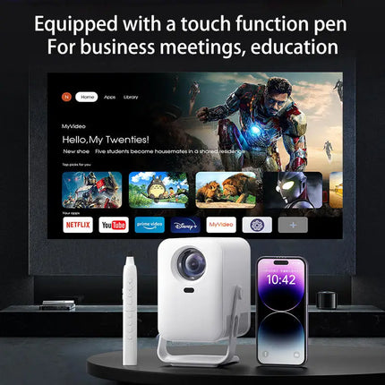 Yinzam HY600 Interactive Protable Projector 300ANSI BT5.0 WiFi Video Projector with Auto Focus Keystone for Meeting Education